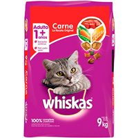 Whiskas Whiskas alimento para Gatos Adultos. Sabor Carne (Receta Orginal) 9Kg, Violeta
