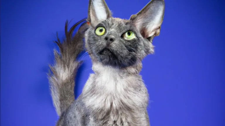 Gato lobo lykoi, mirando para arriba